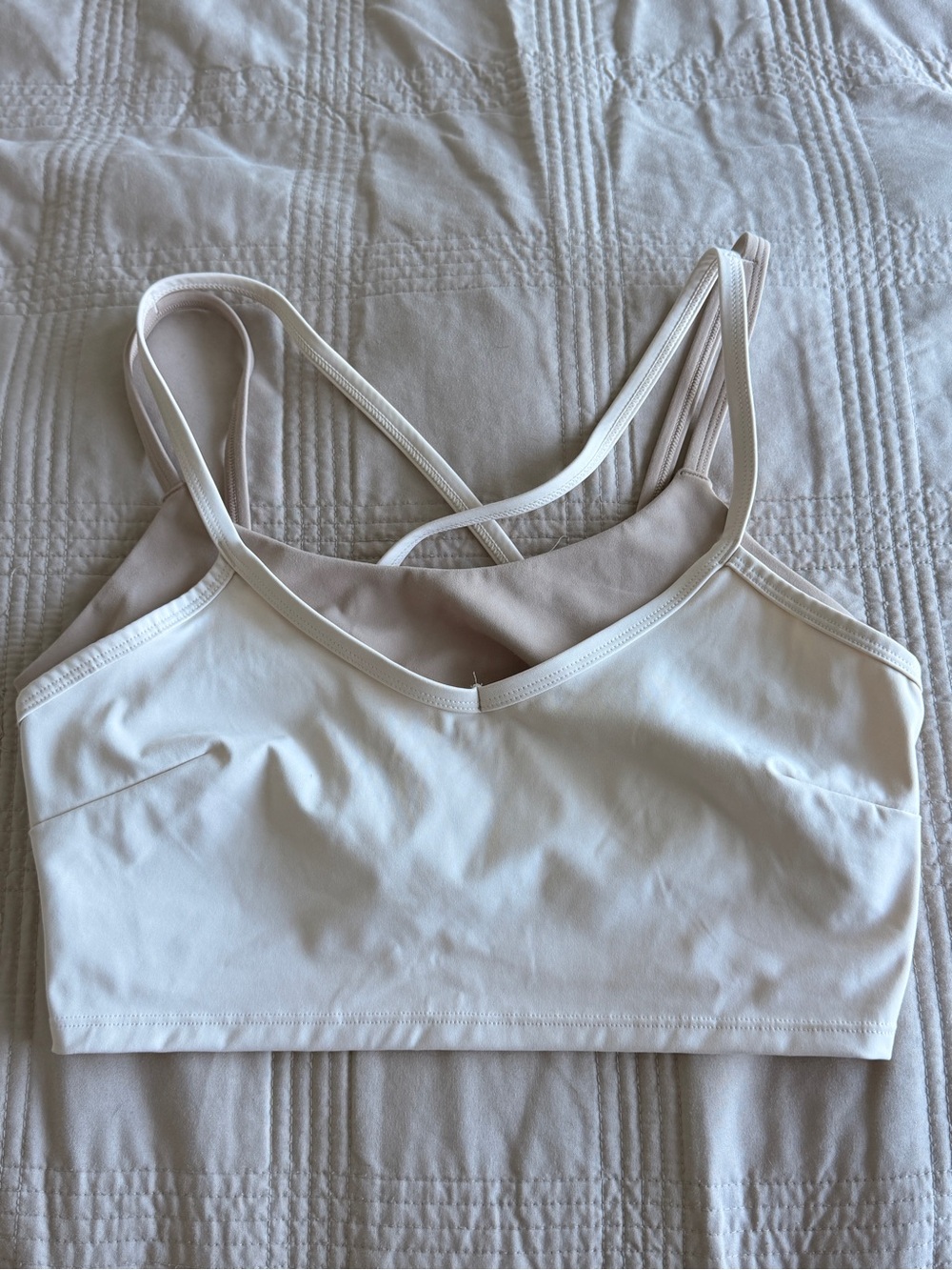 JoyLab Strappy Colorblock Sports Bra White Taupe Size Small